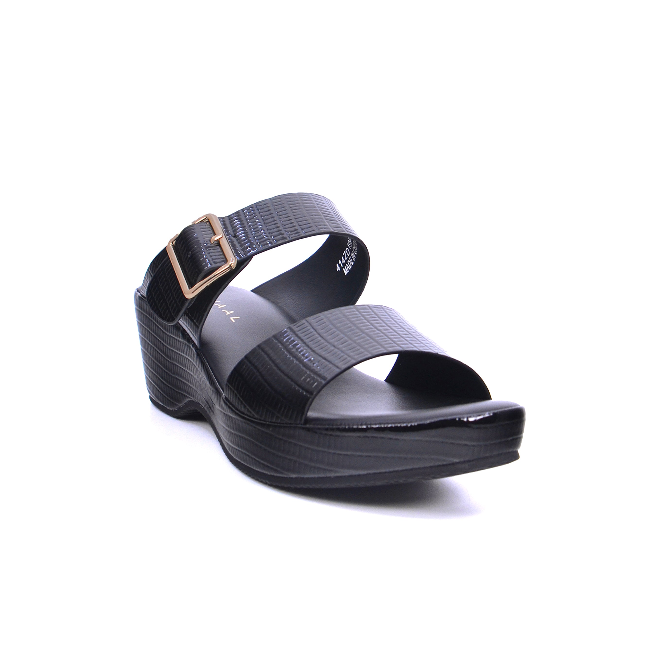 Mynaal Women's slip-on sandal with buckle strap-414ZD19P-Black