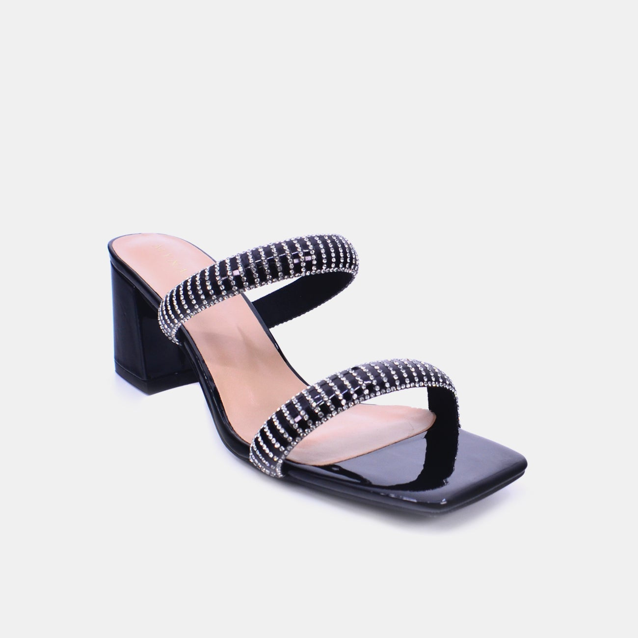 Mynaal Women's block-heel embellishment sandal-3U888-6-Black