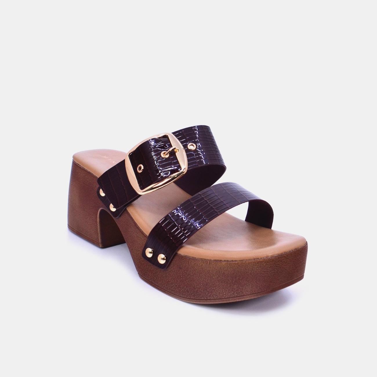 Mynaal Women's block heel sandal-23ASL935-Brown