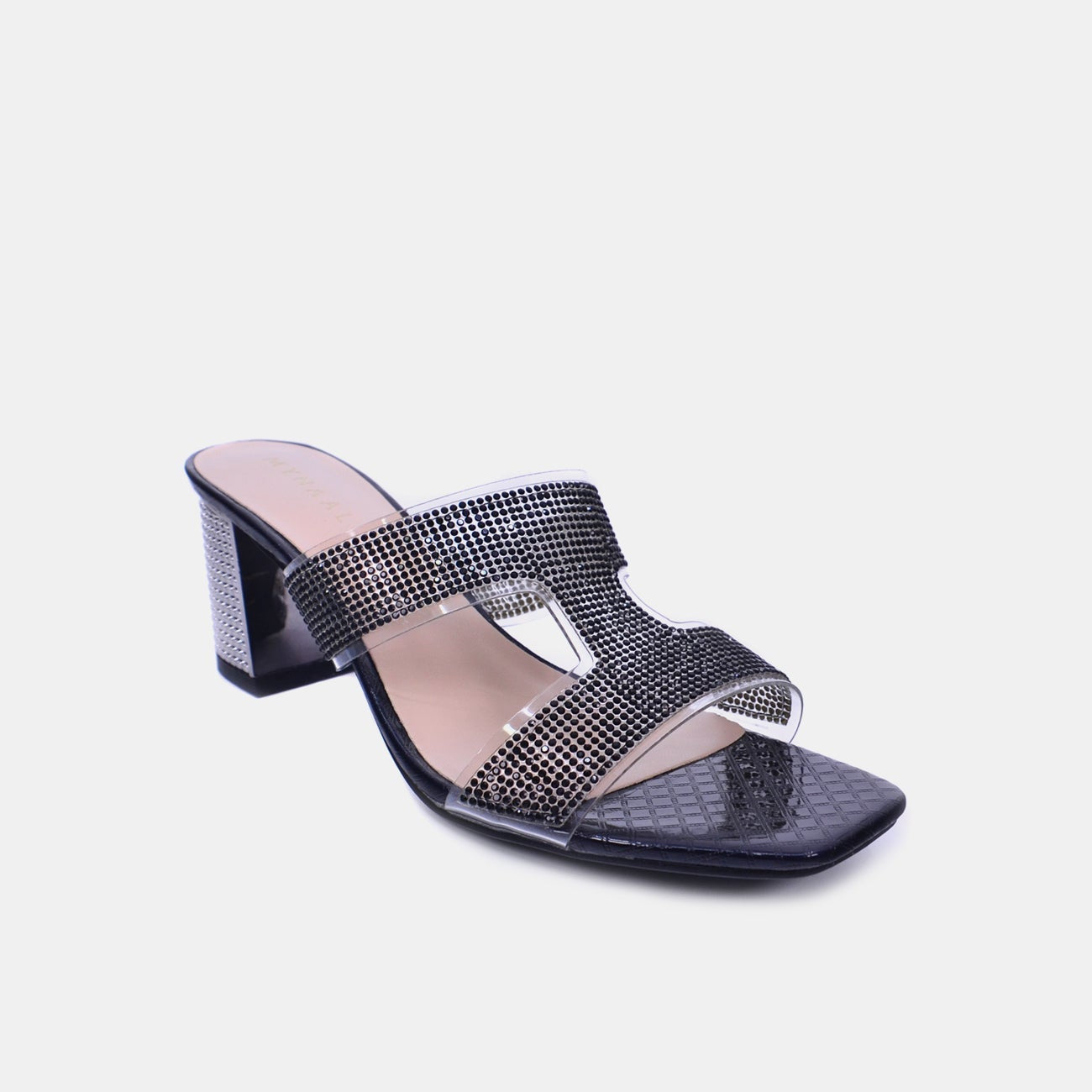 Mynaal Women's sandal with embellished block heels-15C1596-10-Black