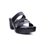 Mynaal Women's platform sandal with glitter strap-414RJ851-Black