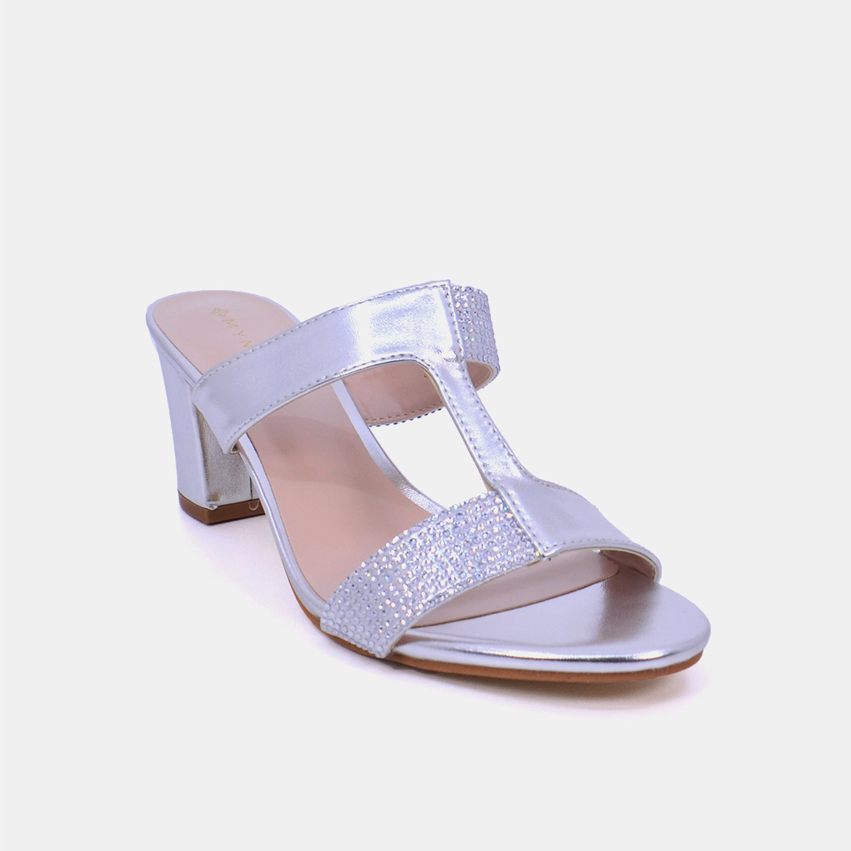 Mynaal Women's block heel sandal-2G5957-523-Silver