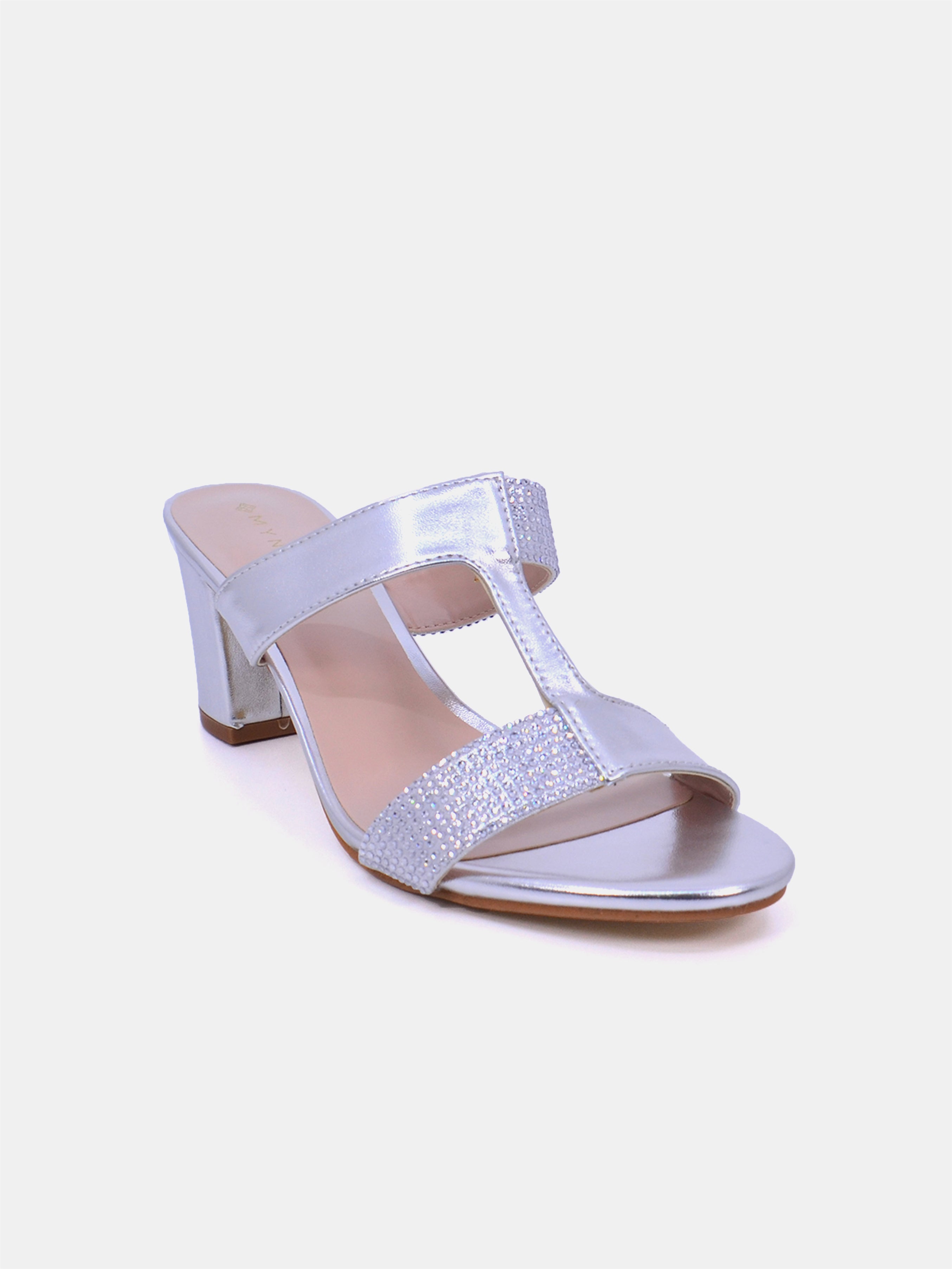 Mynaal Women's block heel sandal-2G5957-523-Silver
