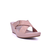 Mynaal Women's wedge sandal with embellished buckle straps-314ZD142-Pink