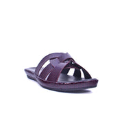 Mynaal Women's flat sandal with textured straps-414ZD671-Maroon