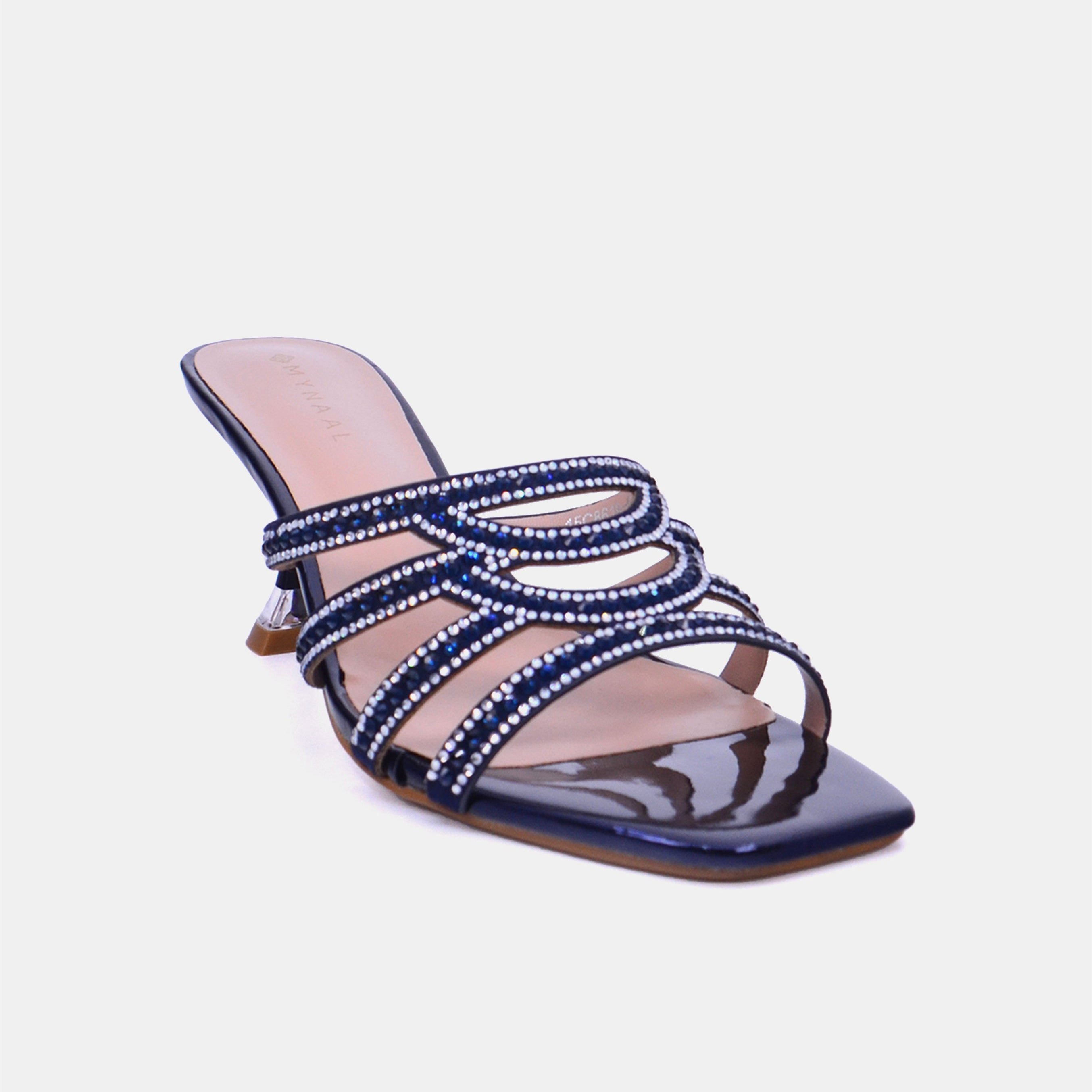 Mynaal Women's sandal with crystal-detailed spool heels-15C8618-624-Navy
