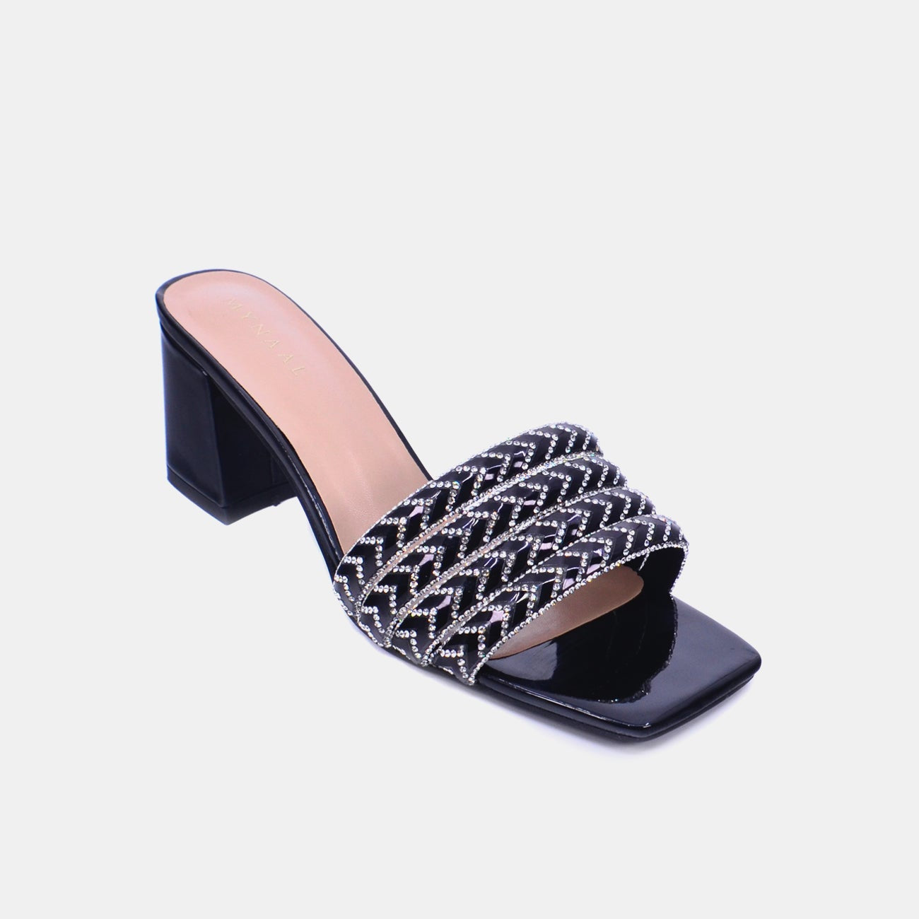 Mynaal Women's block heel sandal-3U888-5-Black