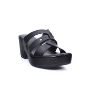 Mynaal Women's platform sandal with crisscross straps-314RC852-Black
