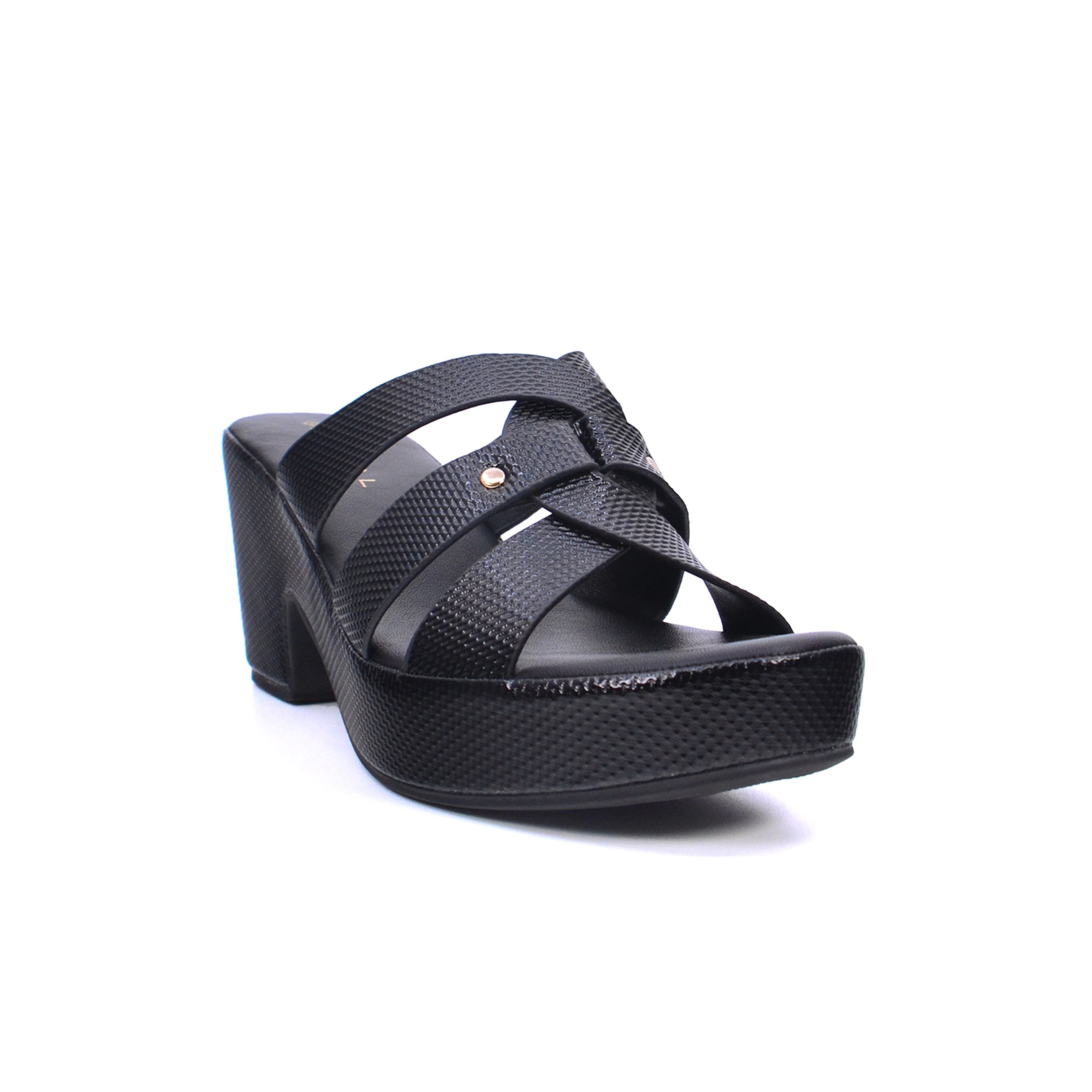 Mynaal Women's platform sandal with crisscross straps-314RC852-Black