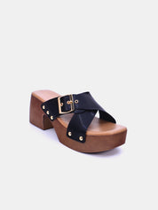 Mynaal Women's block heel sandal-23ASL933-Black