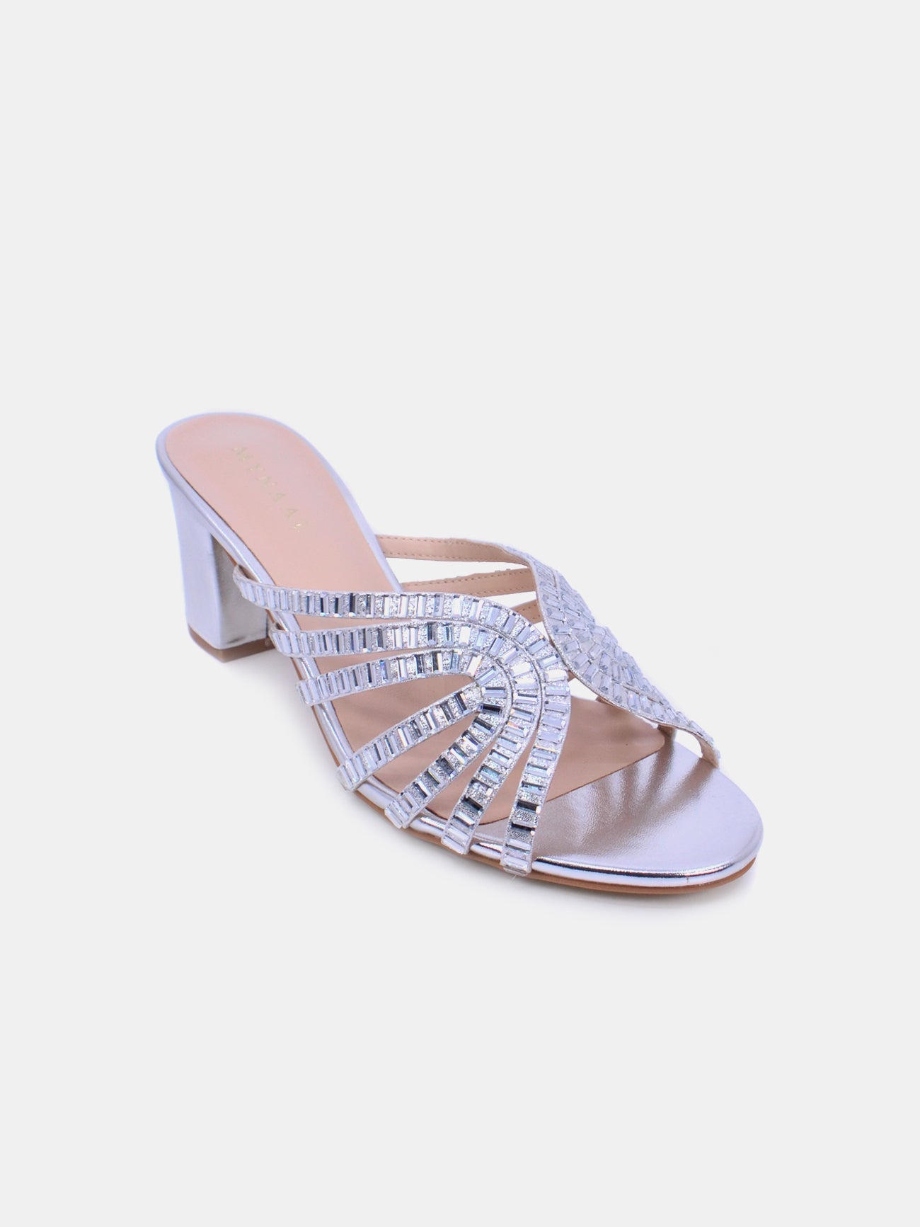 Mynaal Women's sandal with embellished block heels-2G5957-36-Silver