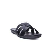 Mynaal Women's flat sandal with textured straps-414ZD671-Black
