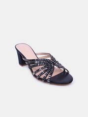 Mynaal Women's sandal with embellished block heels-2G5957-36-Black