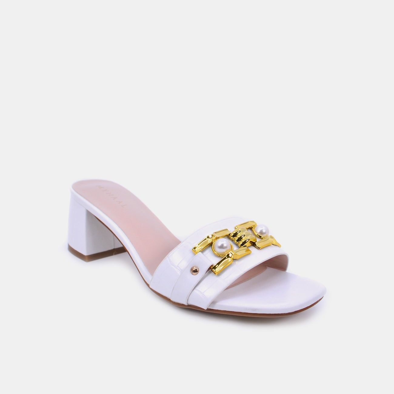 Mynaal Women's block heel sandal-15C8453-8-White