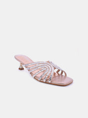 Mynaal Women's spool-heel embellishment sandal-3U888-6-Black