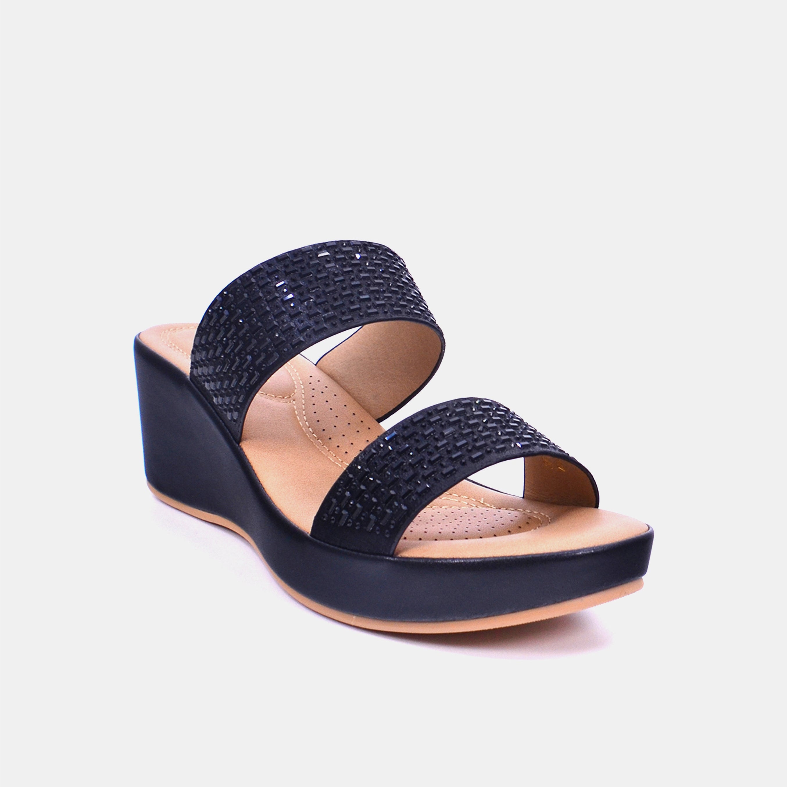 Mynaal Women's wedge heel sandal-23ABT172-Black