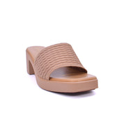 Mynaal Women's block-heel sandal with textured strap-414RJ607-Beige