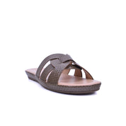 Mynaal Women's flat sandal with textured straps-414ZD671-Brown