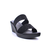 Mynaal Women's wedge sandal with embellished straps-414RC012-Black