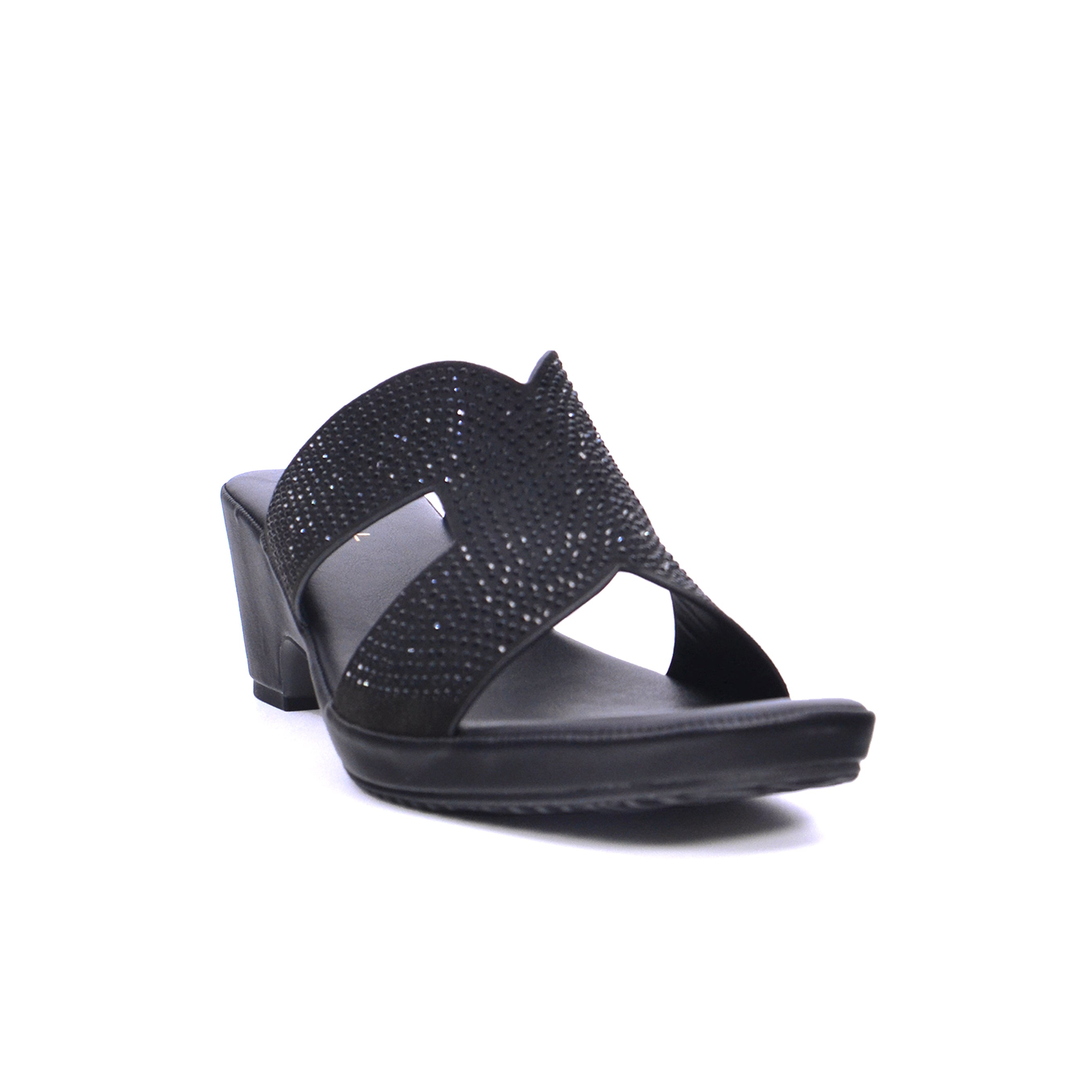 Mynaal Women's mid-heel sandal with dual straps-414RJ21C-Black