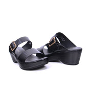 Mynaal Women's slip-on sandal with buckle strap-414ZD19P-Black