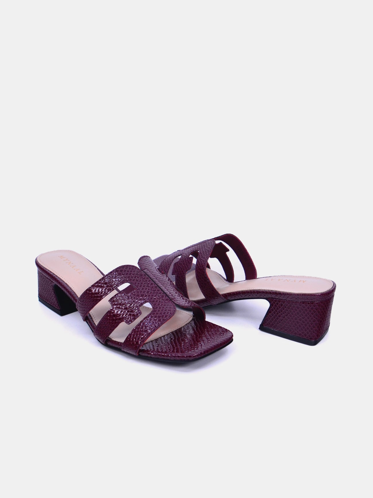 Mynaal Women's block heel sandal-23BXG101-Maroon