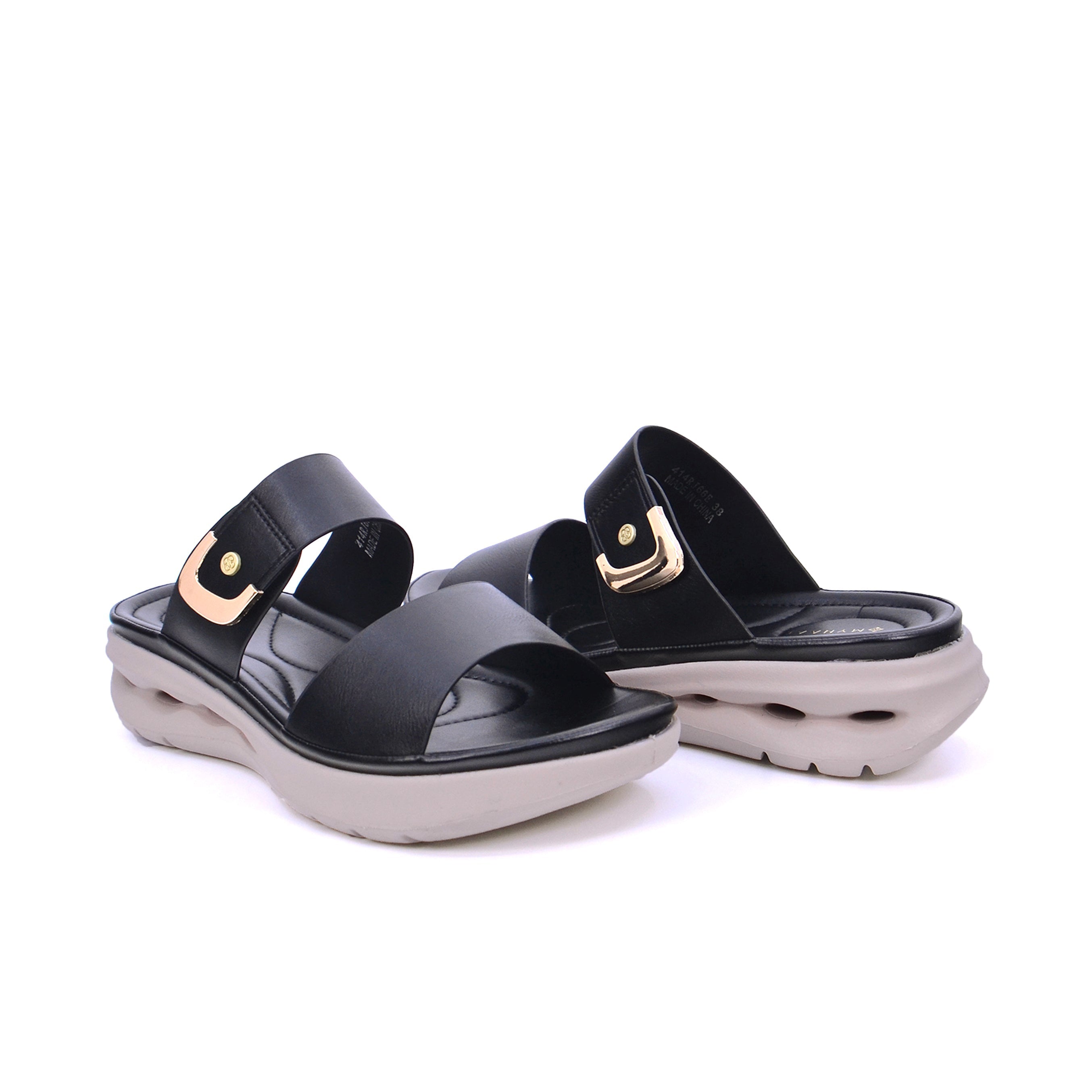 Mynaal Women's flat sandal-414RJ66E-Black