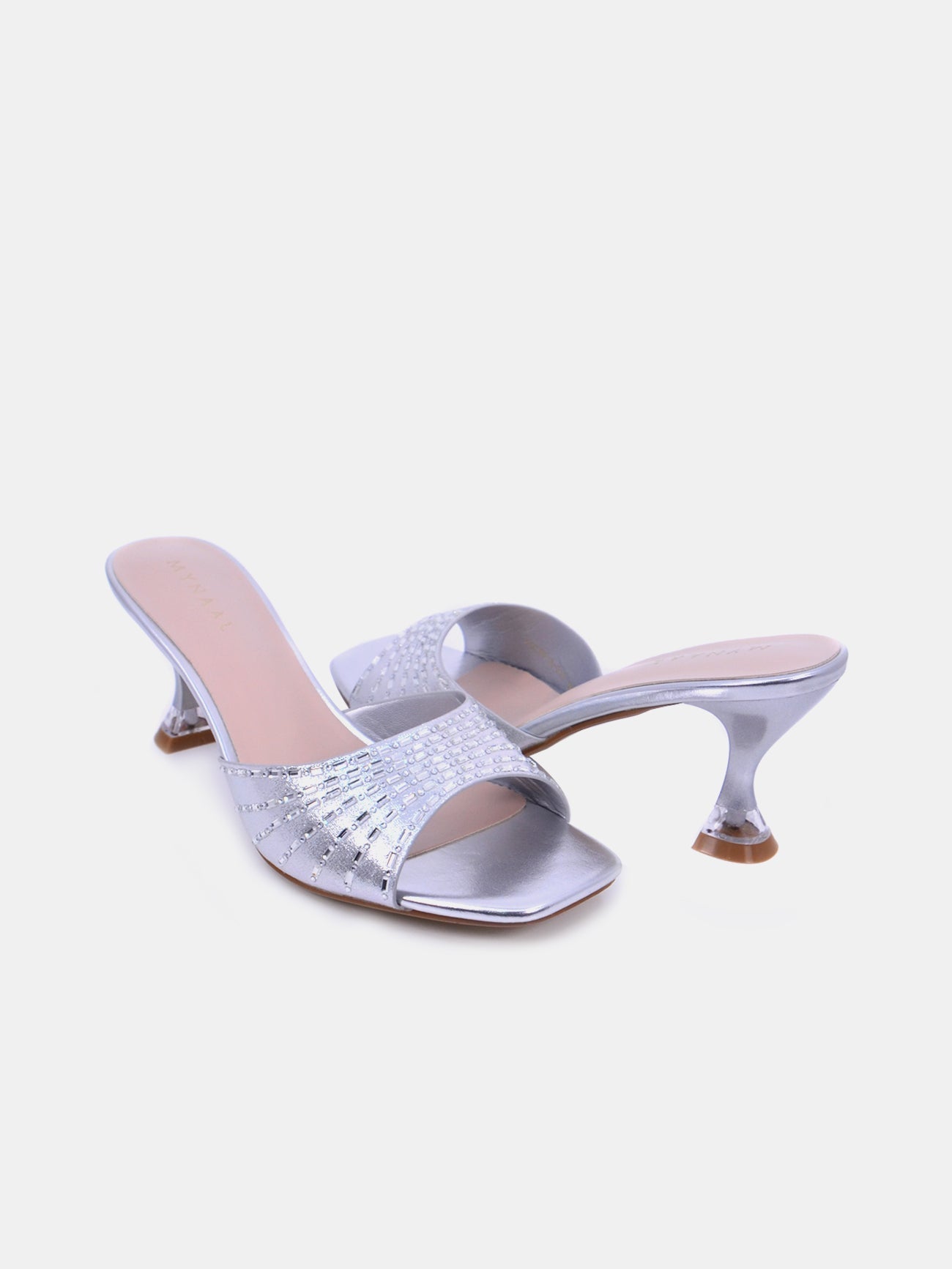 Mynaal Women's spool heel sandal-3U888-6-Silver