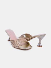 Mynaal Women's spool heel sandal-3U888-6-Gold