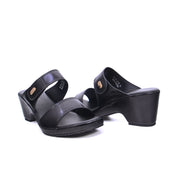 Mynaal Women's mid-heel sandal with dual straps-414RJ21B-Black