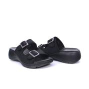 Mynaal Women's slide sandal with buckles-214RJ533-Black