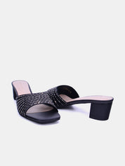 Mynaal Women's mid-heel sandal with embellishment-214RJ533-Black