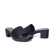 Mynaal Women's block-heel sandal with textured strap-414RJ607-Black