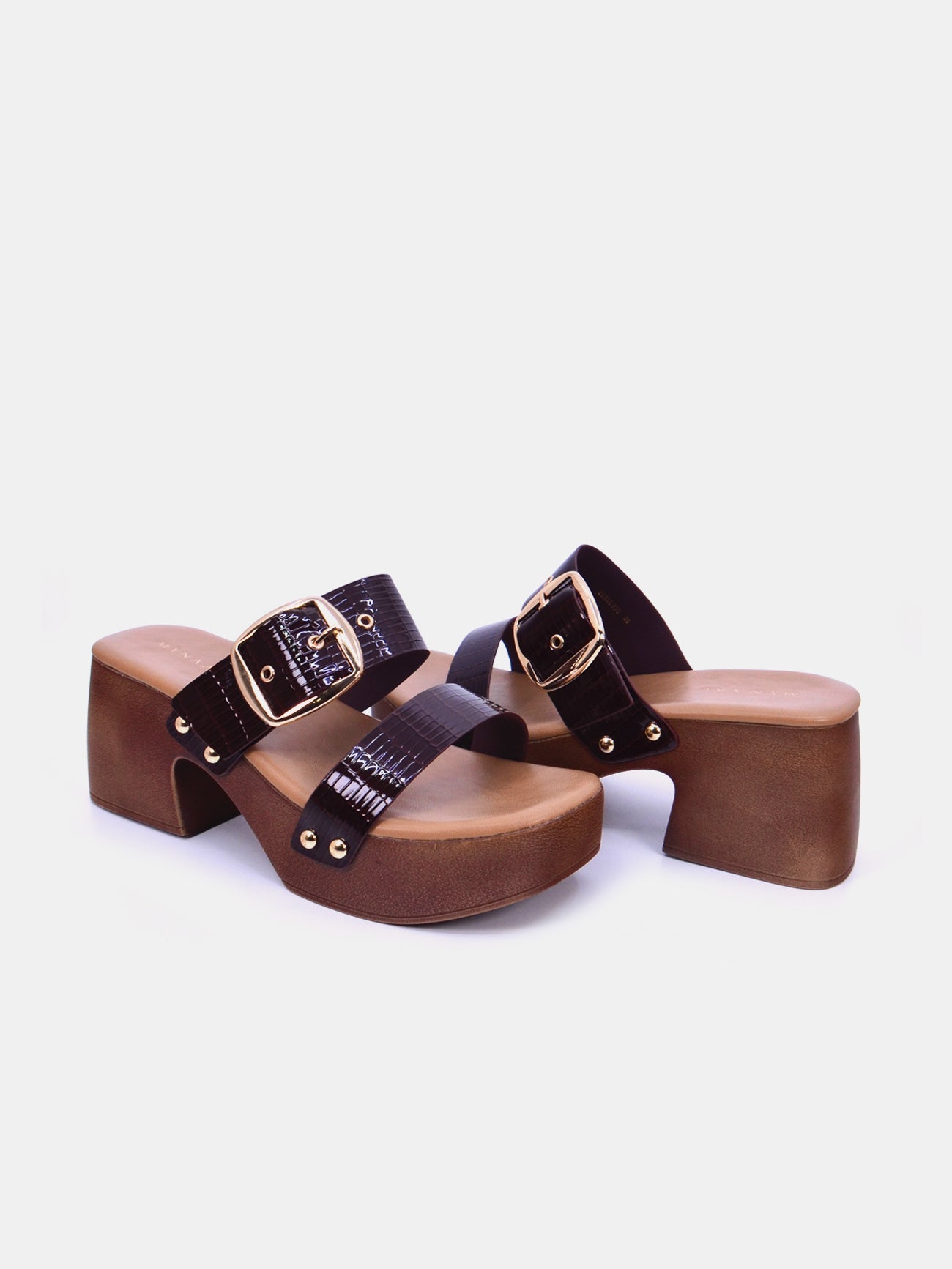 Mynaal Women's block heel sandal-23ASL935-Brown