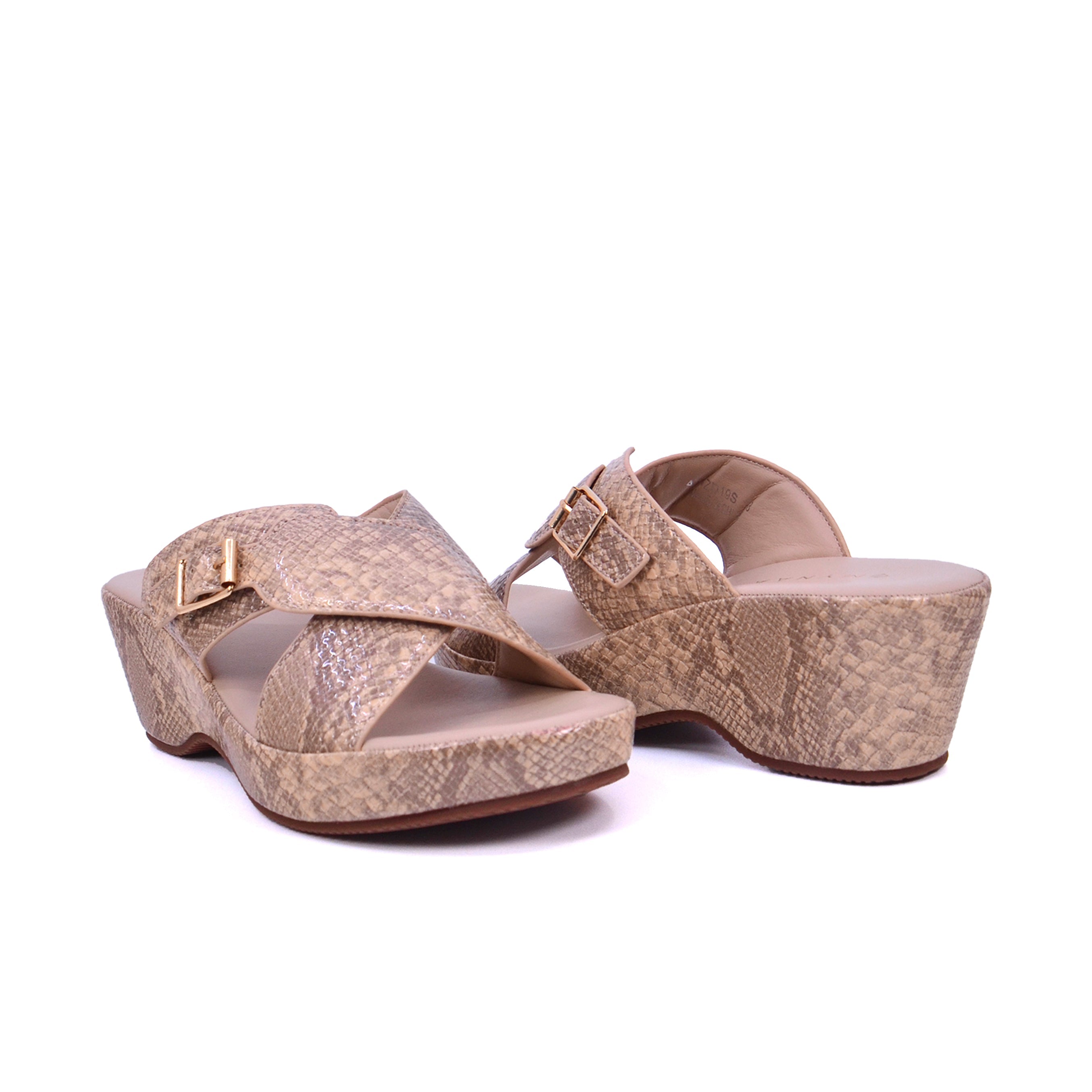 Mynaal Women's wedge square pin sandal-414ZD19S-Beige