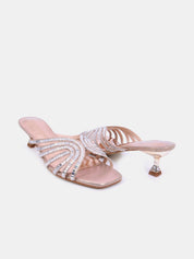 Mynaal Women's spool-heel embellishment sandal-3U888-6-Black