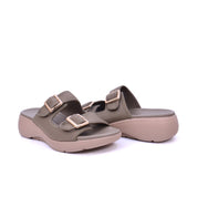 Mynaal Women's slide sandal with buckles-214RJ533-Brown