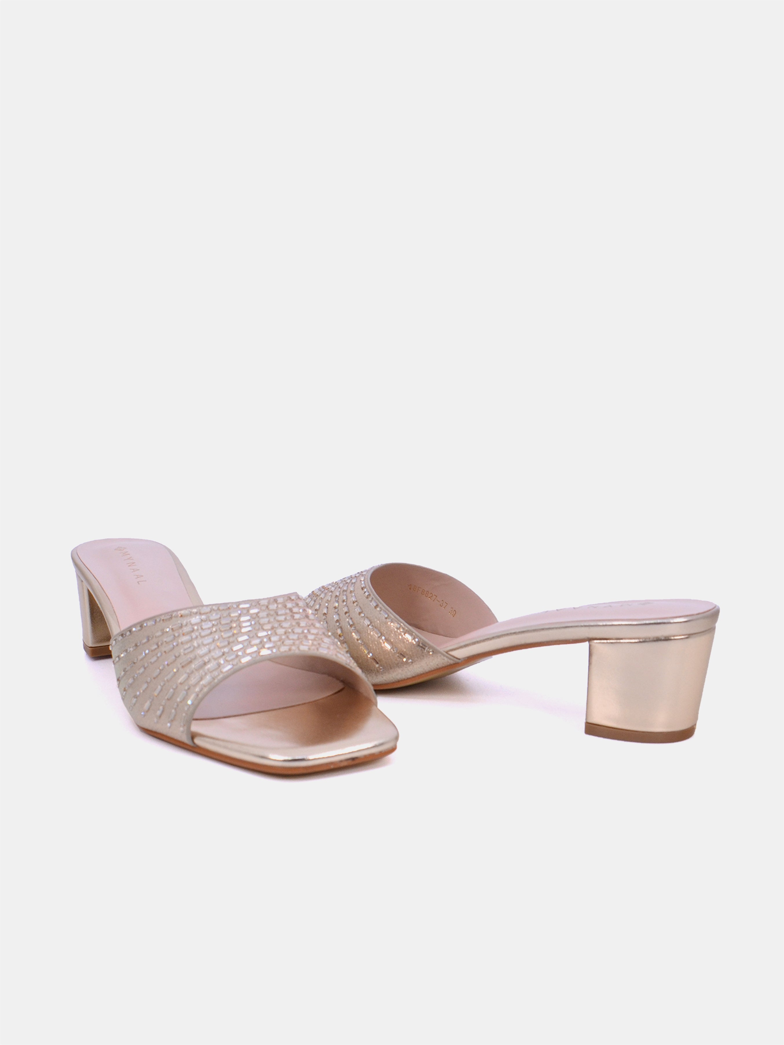Mynaal Women's mid-heel sandal with embellishment-214RJ533-Gold
