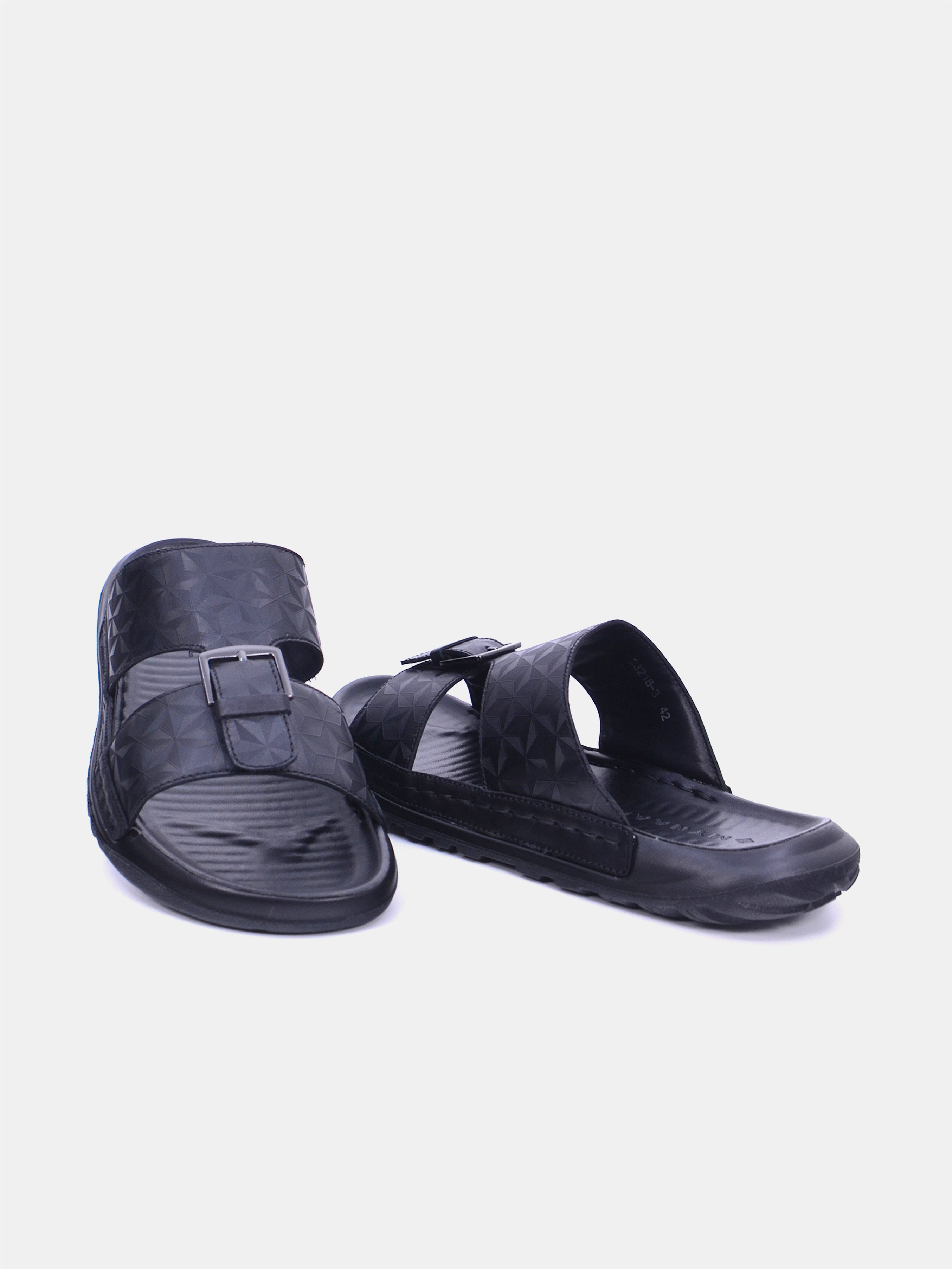 Mynaal Men's flat sandal -  23218-3  - Black