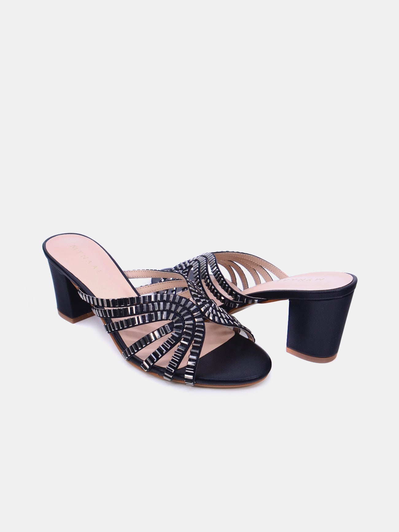 Mynaal Women's sandal with embellished block heels-2G5957-36-Black