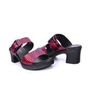 Mynaal Women's block heel sandal-414RJ691-Maroon