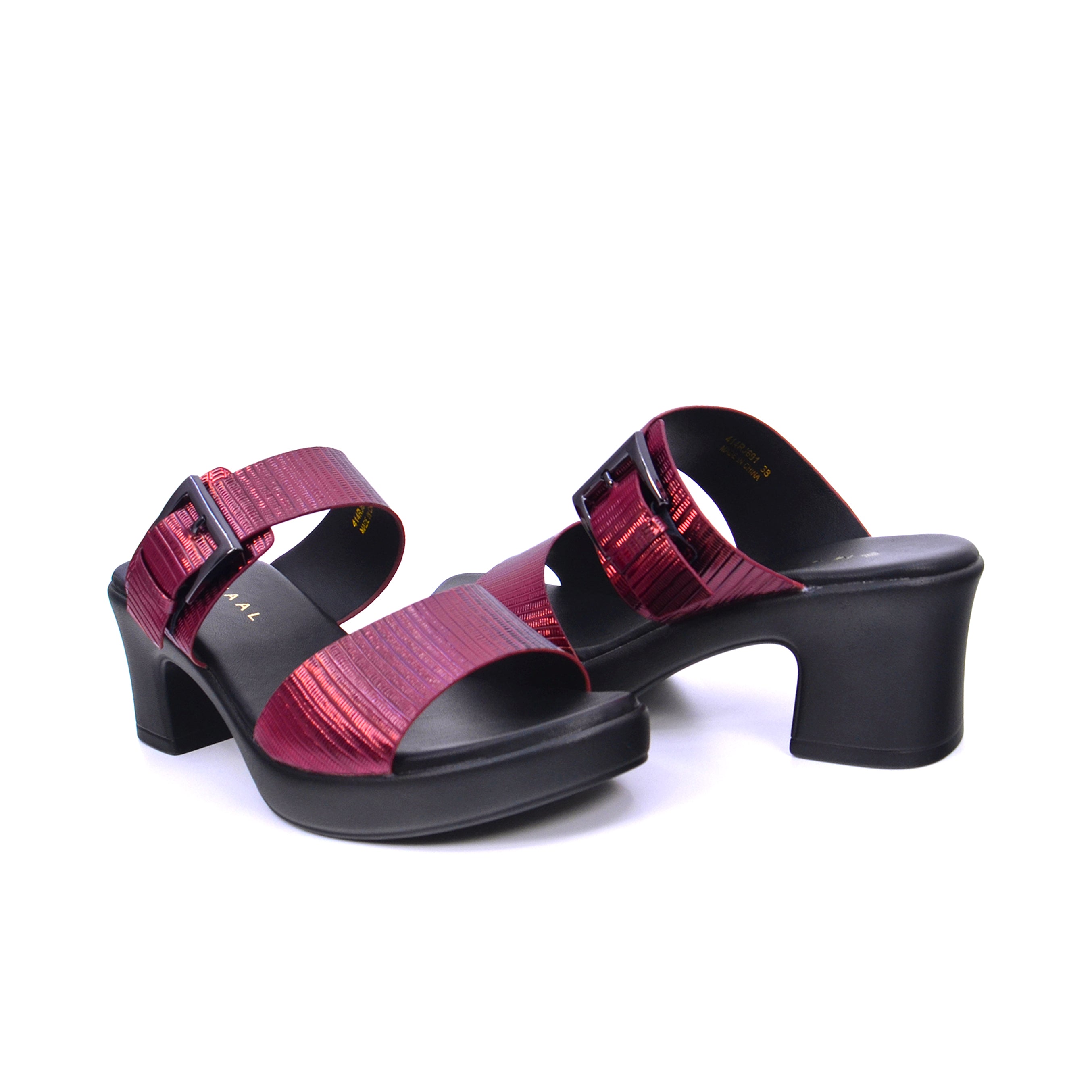 Mynaal Women's block heel sandal-414RJ691-Maroon