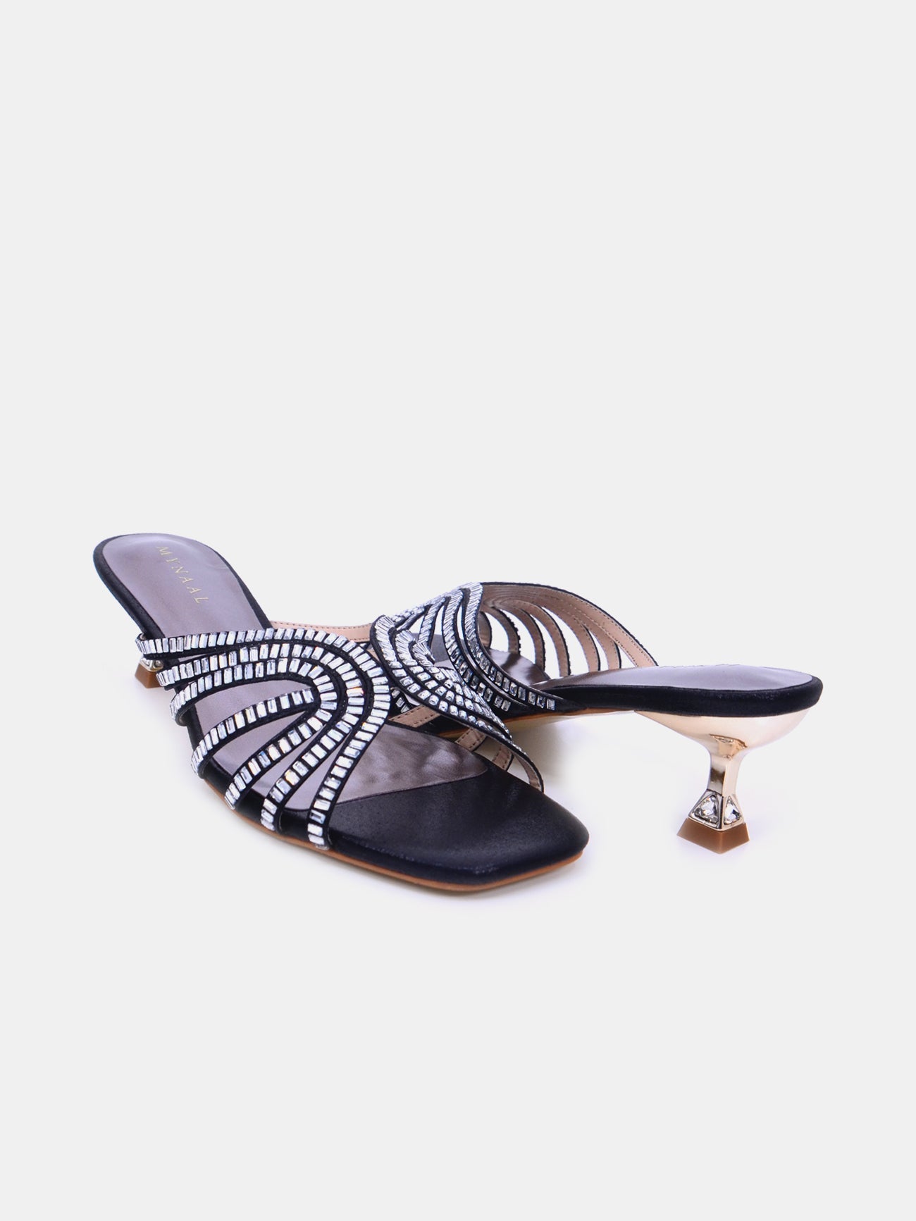 Mynaal Women's spool-heel embellishment sandal-3U888-6-Beige