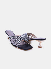 Mynaal Women's spool-heel embellishment sandal-3U888-6-Beige