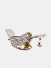 Mynaal Women's sandal with embellished spool heels-15C8618-1182-Gold