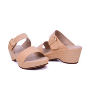 Mynaal Women's slip-on sandal with buckle strap-414ZD19P-Beige