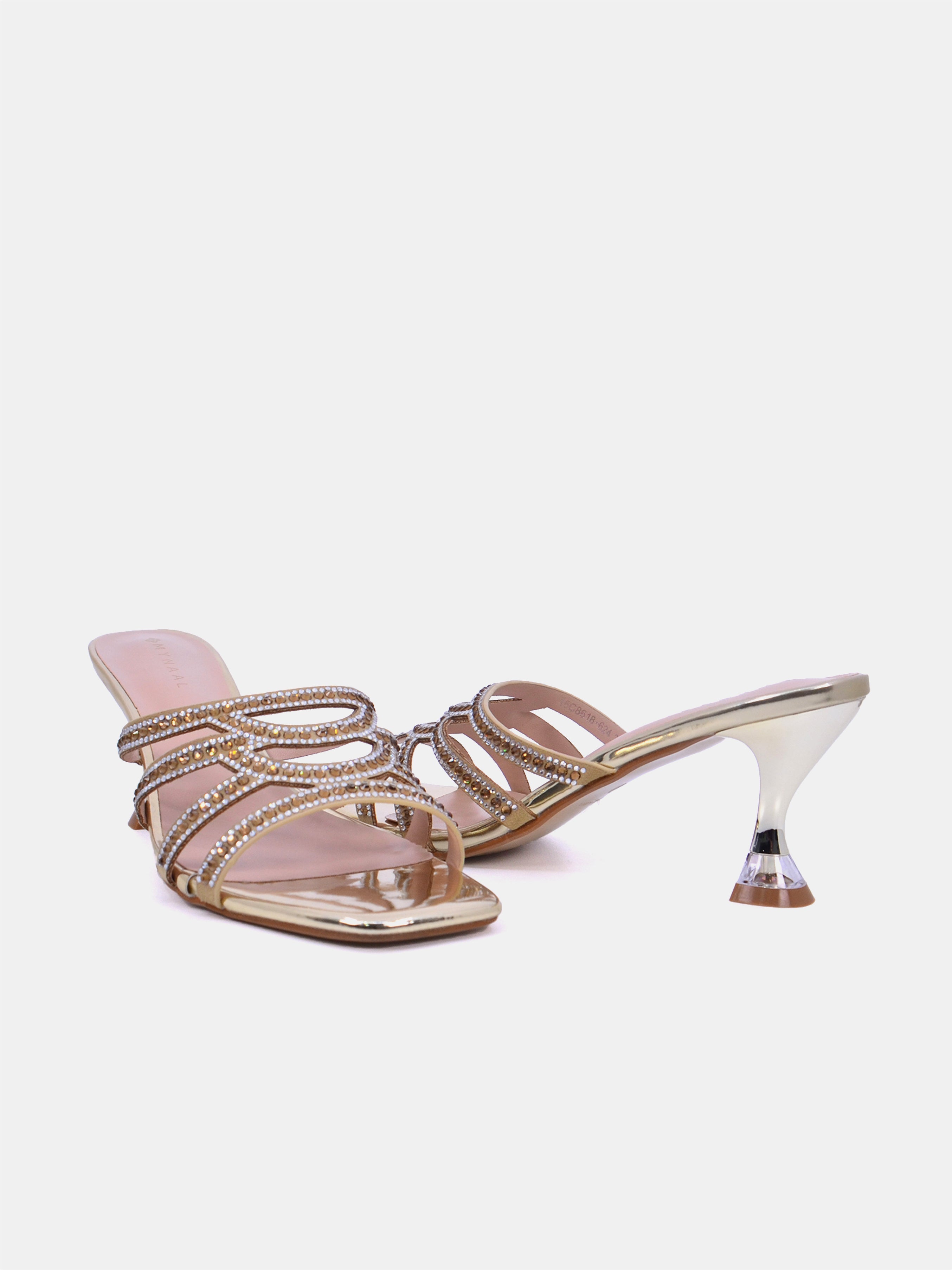 Mynaal Women's sandal with crystal-detailed spool heels-15C8618-624-Gold