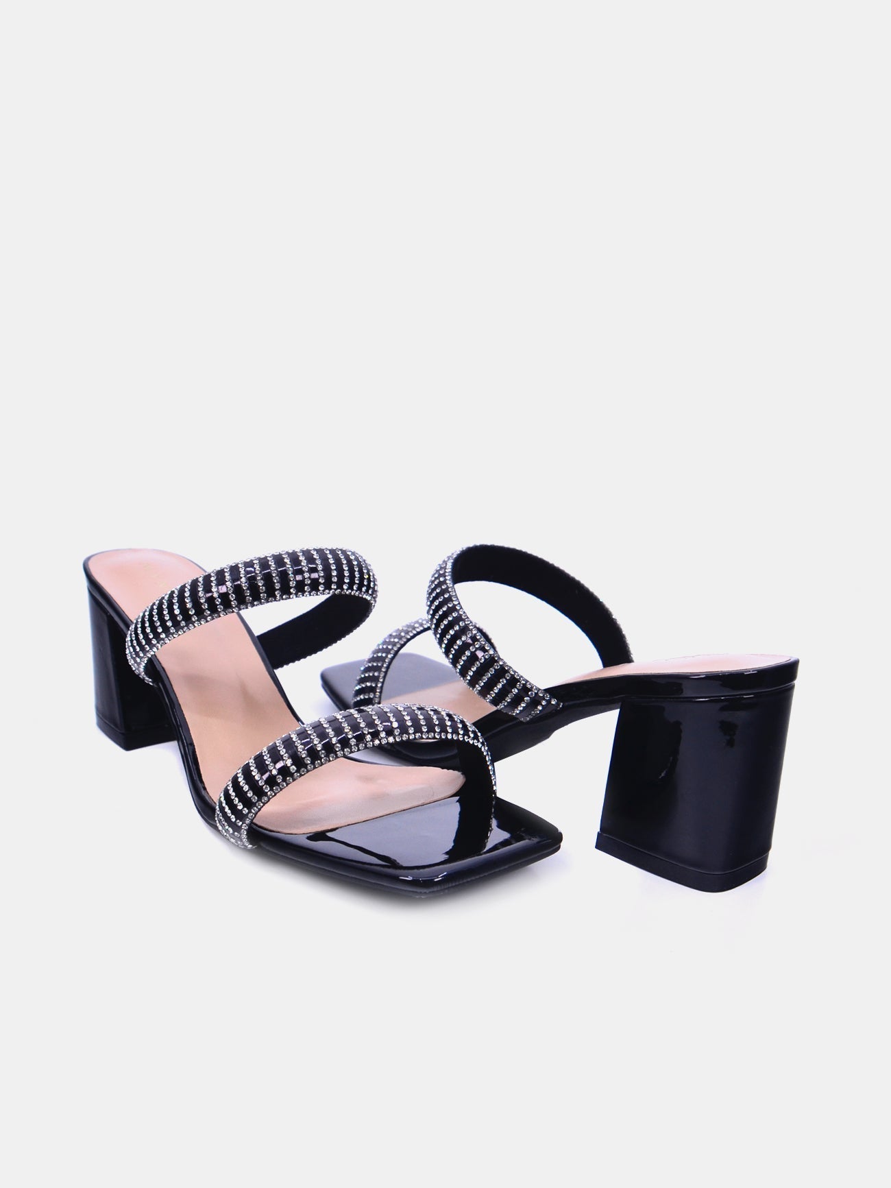 Mynaal Women's block-heel embellishment sandal-3U888-6-Black