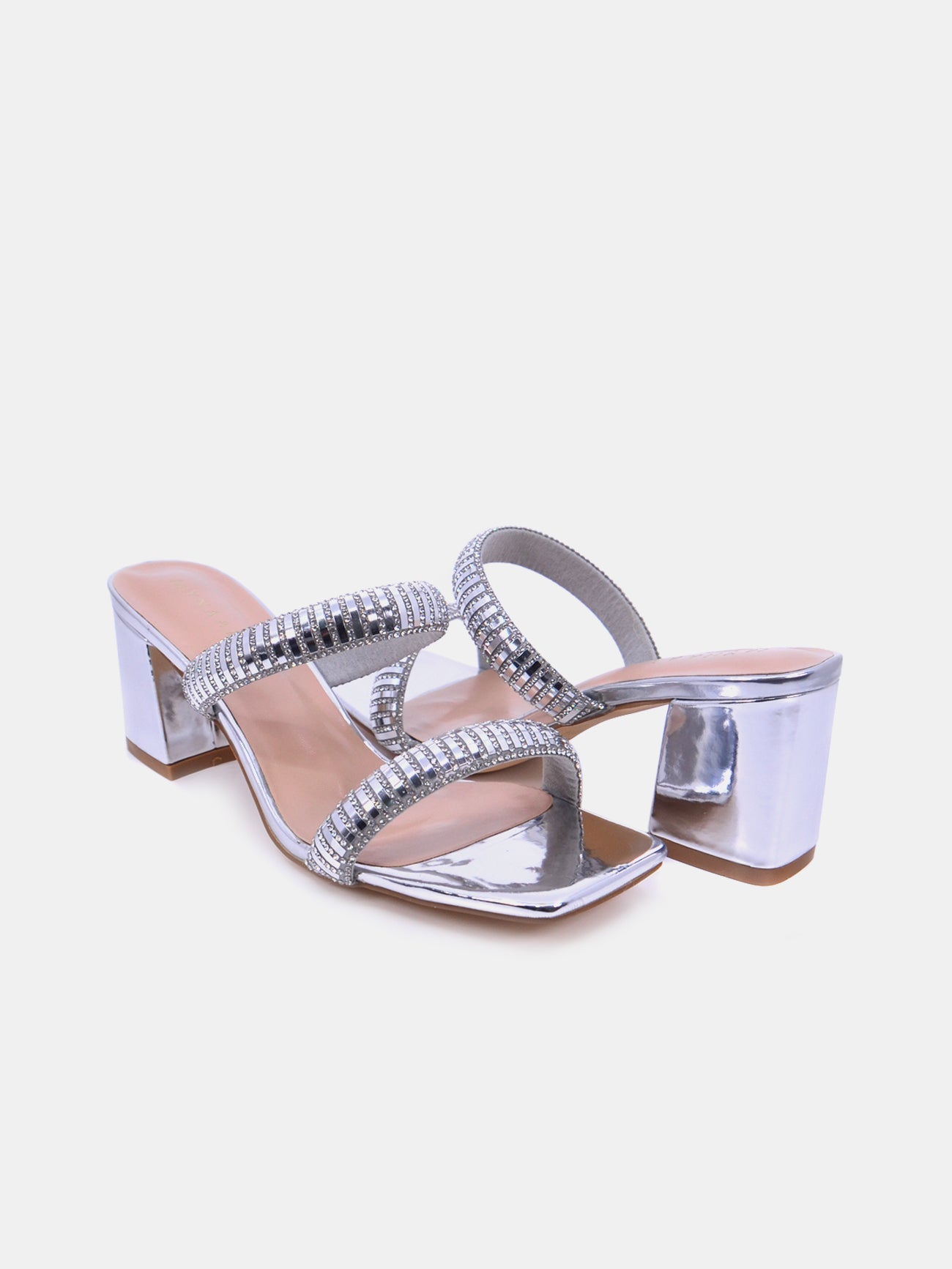 Mynaal Women's block-heel embellishment sandal-3U888-6-Silver