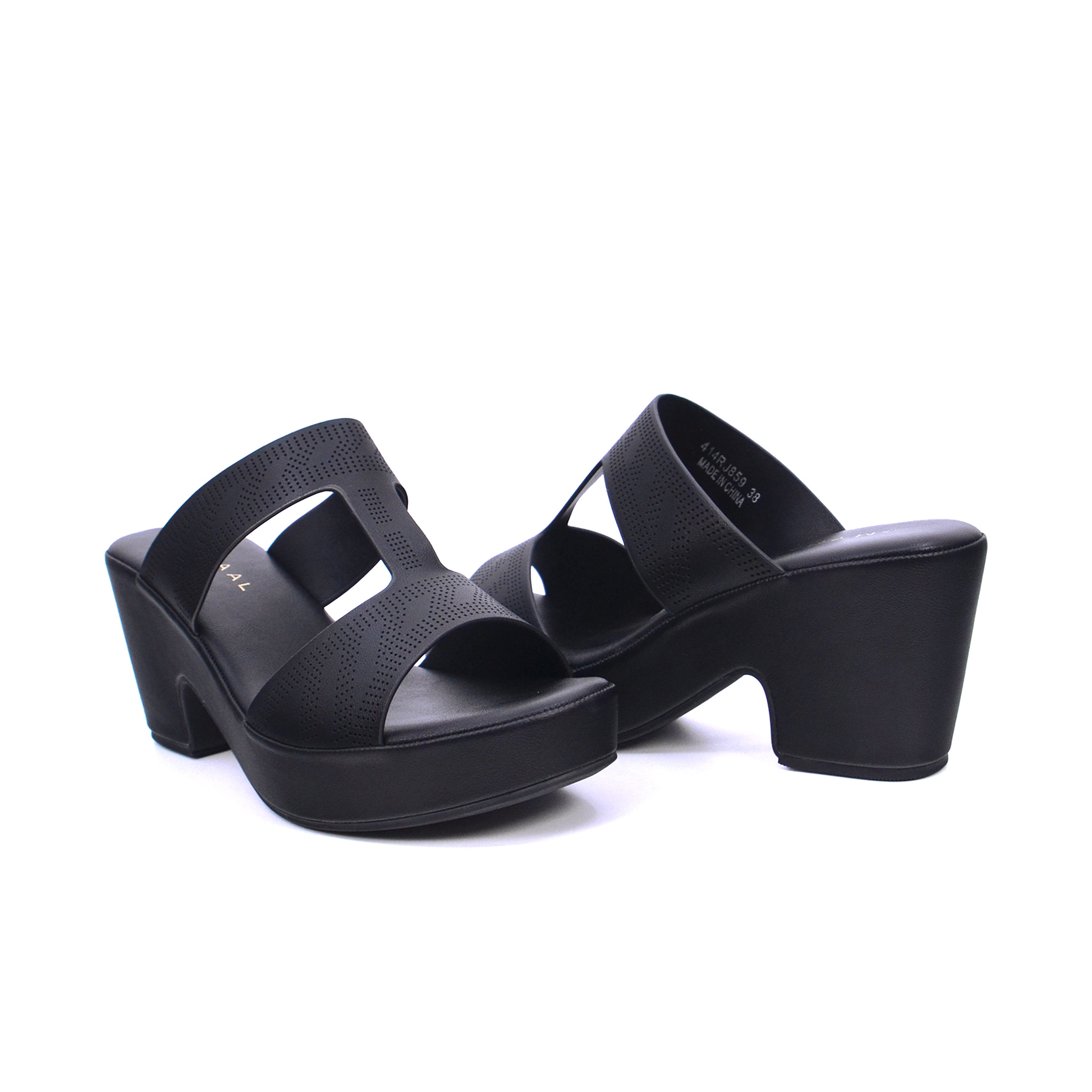 Mynaal Women's platform sandal with cutout straps-414RJ859-Black